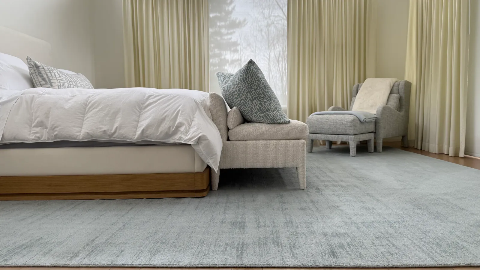 A handcrafted rug in an interior setting.