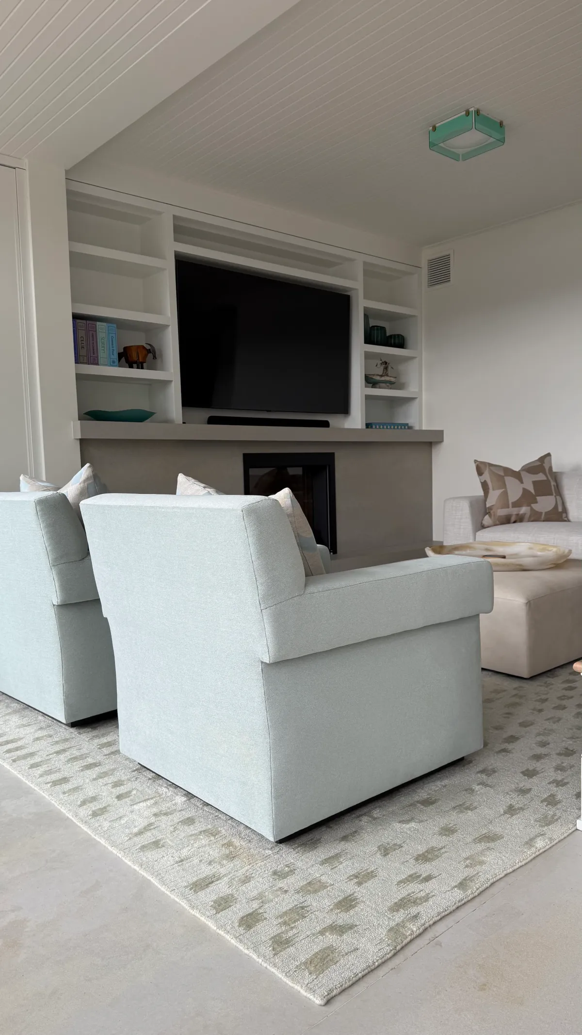 A handcrafted rug in an interior setting.