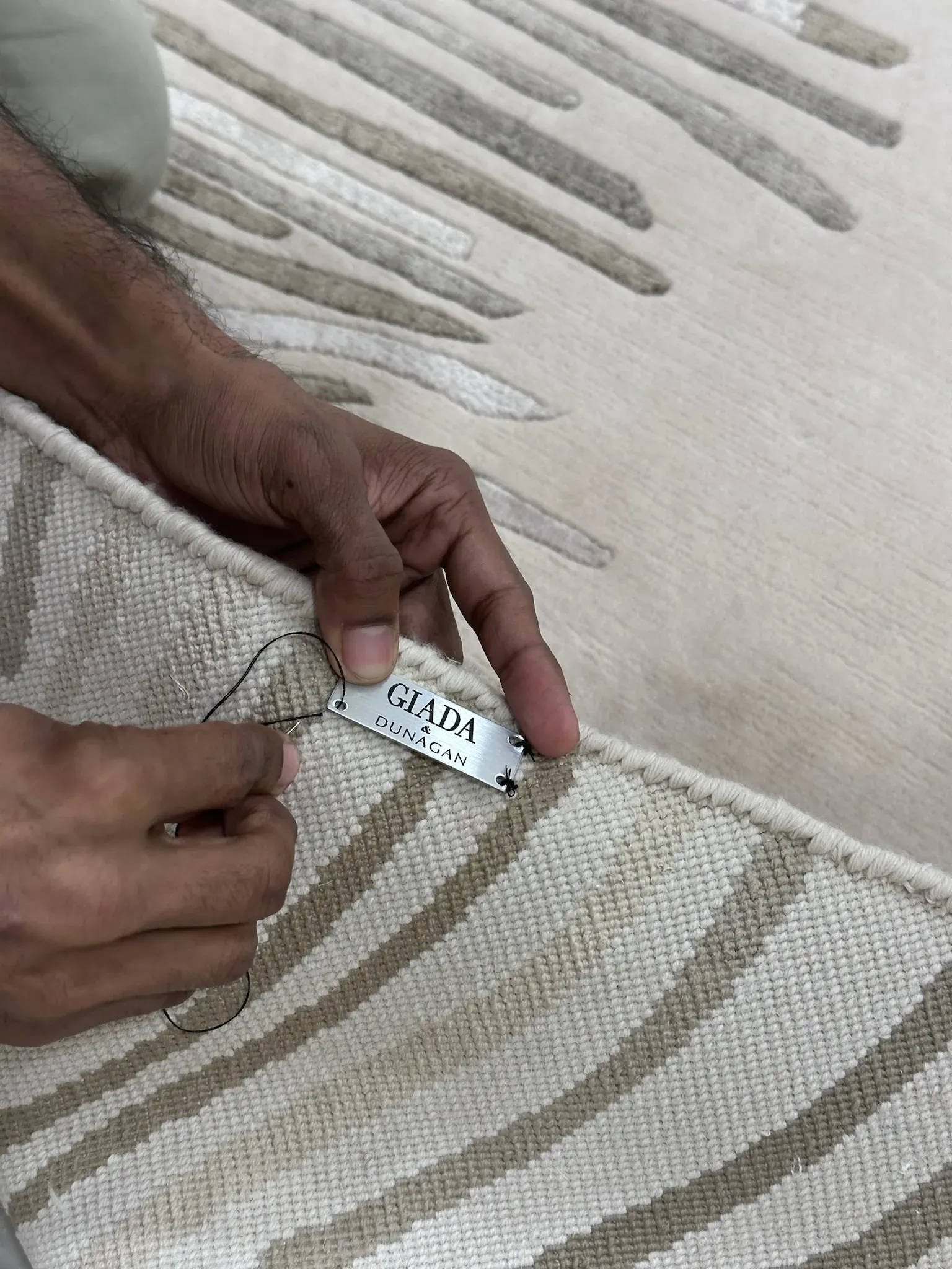 Close-up of traditional rug weaving craftsmanship
